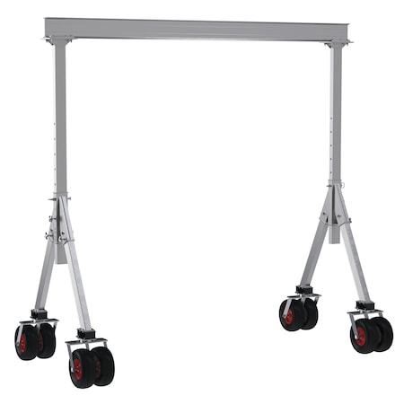 Vestil Aluminum Adjustable Height Gantry Crane w/Pneumatic Rubber Casters 10 ft. x 12 ft. 4K Silver AHA-4-10-12-PNU
